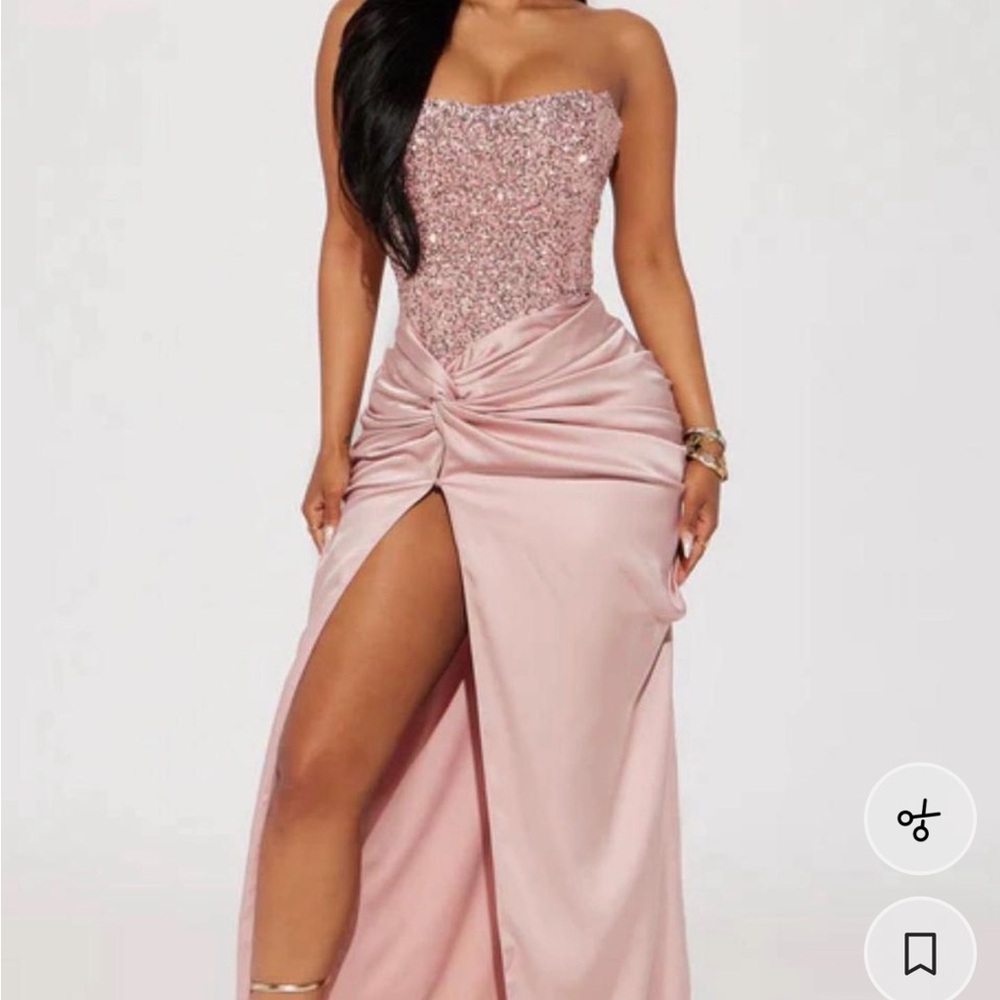Fashion Nova Strapless Pink Gown